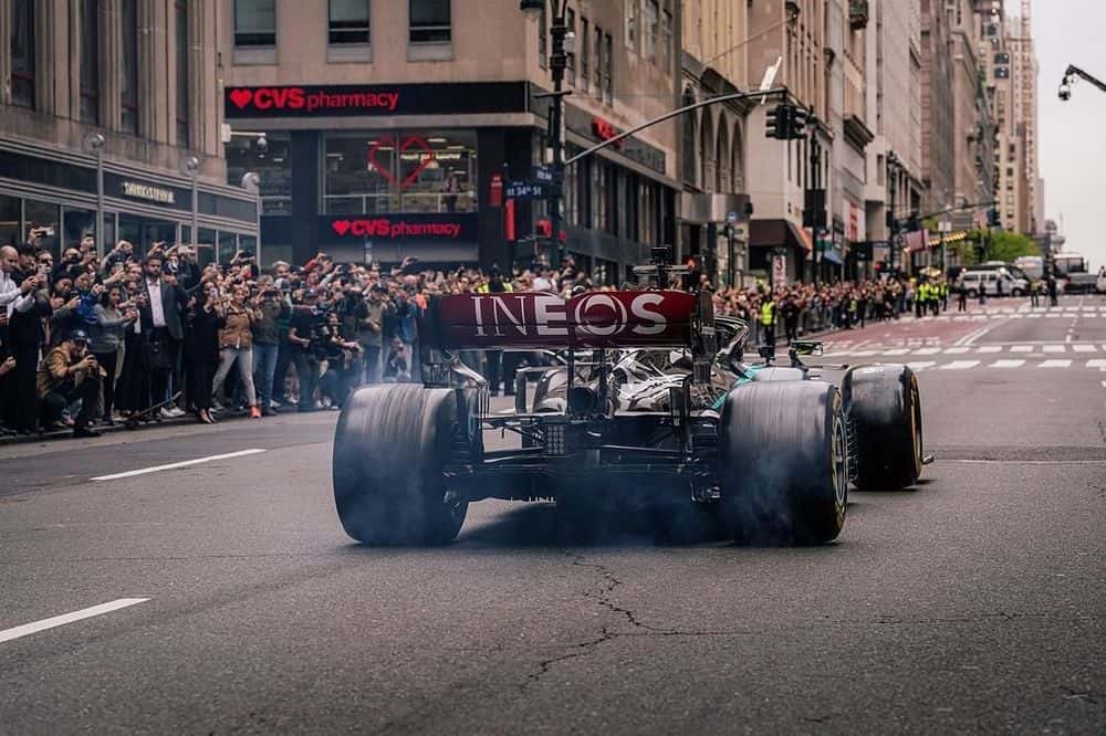 Lewis Hamilton electrifies New York with a high-speed F1 showcase on Fifth Avenue.