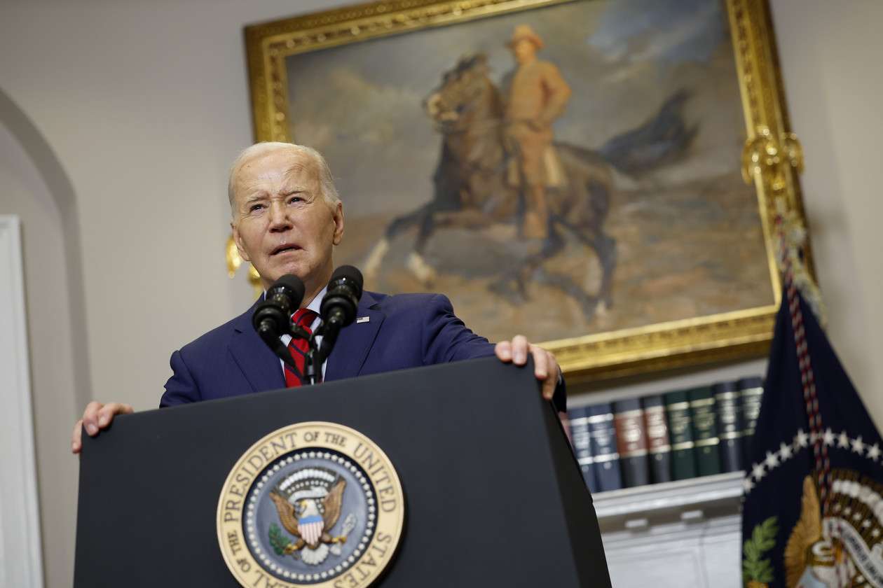 President Joe Biden speaks from the Roosevelt Room of the White House on May 2, 2024, in Washington, D.C. Biden spoke about recent protests across the United States on college campuses.
