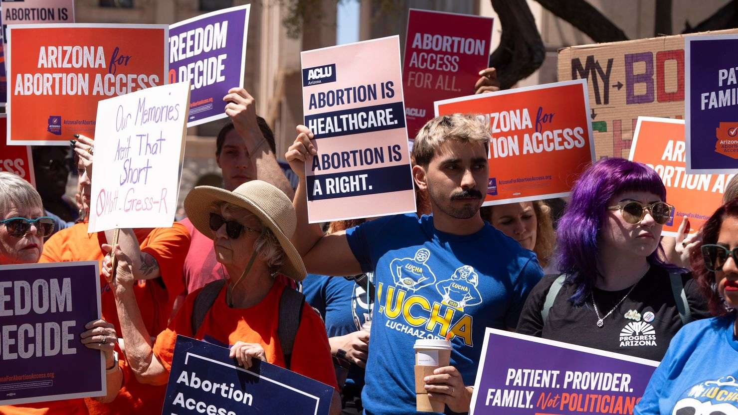 Protesters condemn Arizona's 1864 abortion ban at the state House of Representatives in April 2024 in Phoenix
Rebecca Noble